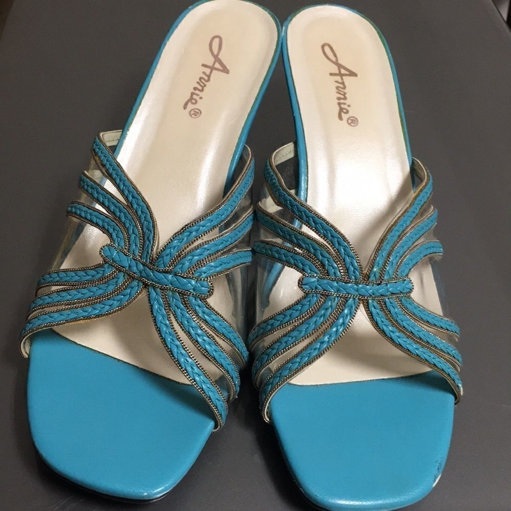 Vintage Annie Kitten Heeled Sandals Vintage Teal/Clear